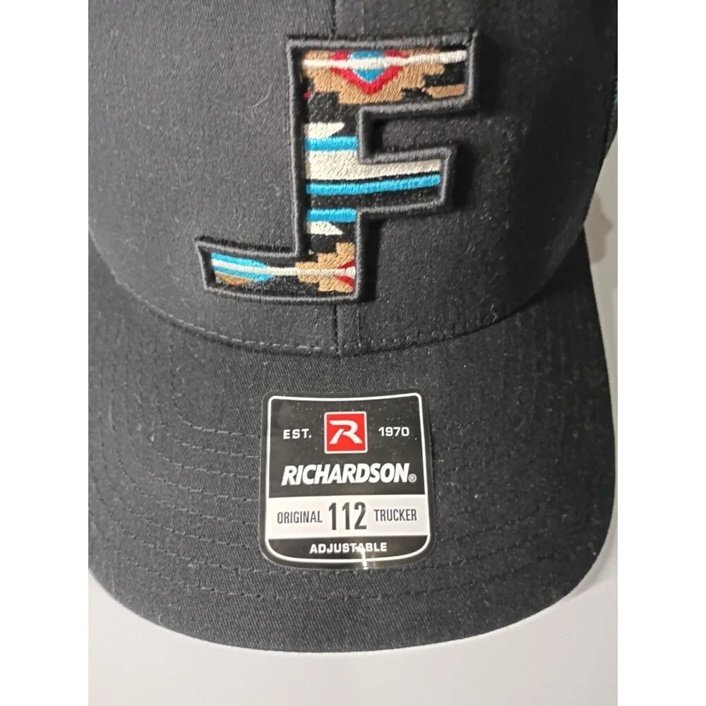 NWT Lane Frost Aztec 112 Trucker Hat Black Mesh Adjustable Snapback Cap